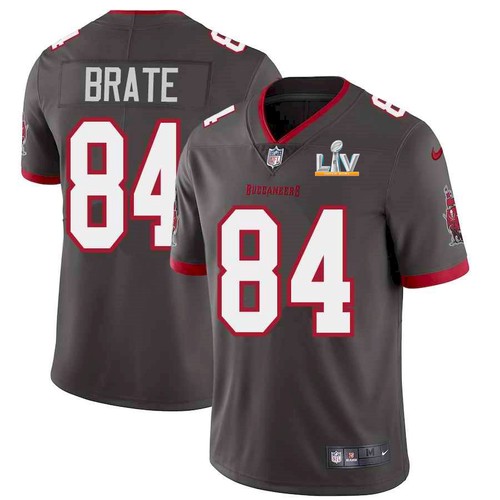Men's Tampa Bay Buccaneers #84 Cameron Brate Grey NFL 2021 Super Bowl LV Limited Stitched Jersey Men's Tampa Bay Buccaneers #84 Cameron Brate Grey NFL 2021 Super Bowl LV Limited Stitched Jersey